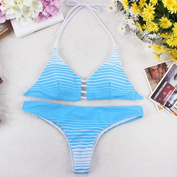 Women Multi‑Print Halter Cut‑Out Bikini Set factory Women Multi‑Print Halter Cut‑Out Bikini Set factory